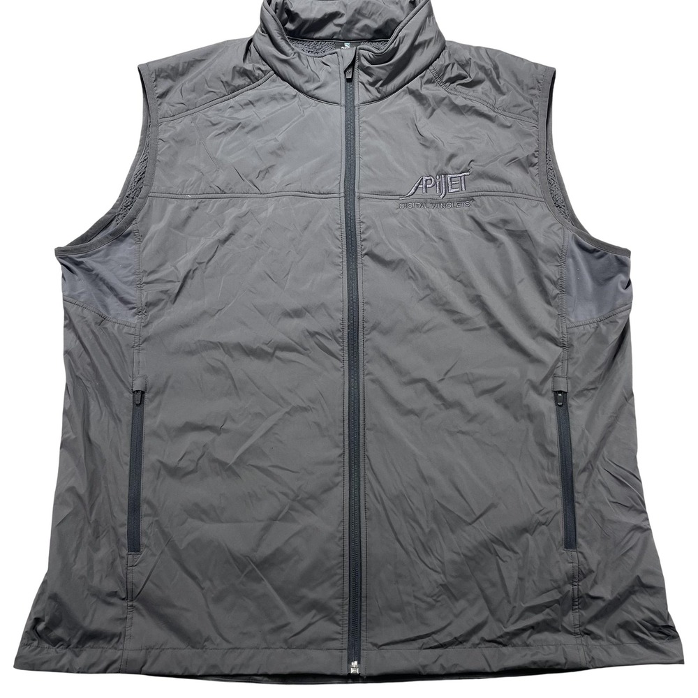 Kuhl The One Vest Mens 2XL Gray Softshell Full Zip Insulated APIJET Logo Outdoor